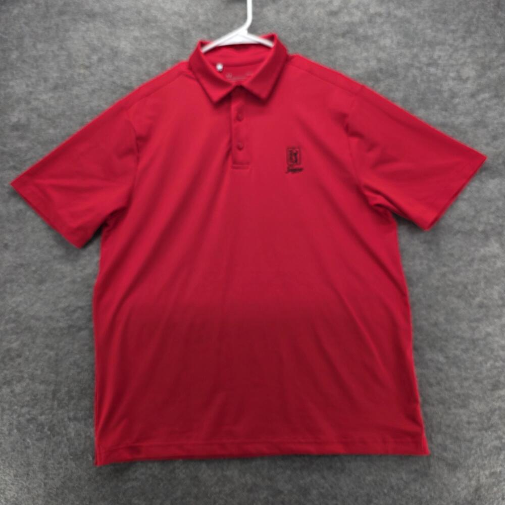 Under Armour Polo Shirt Mens Large Red TPC Sawgrass Golf Stretch Performance